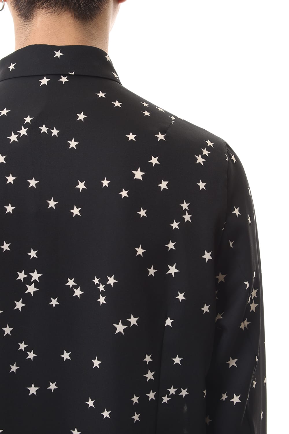 Chiffon Random Star Print Shirt Black × Cream