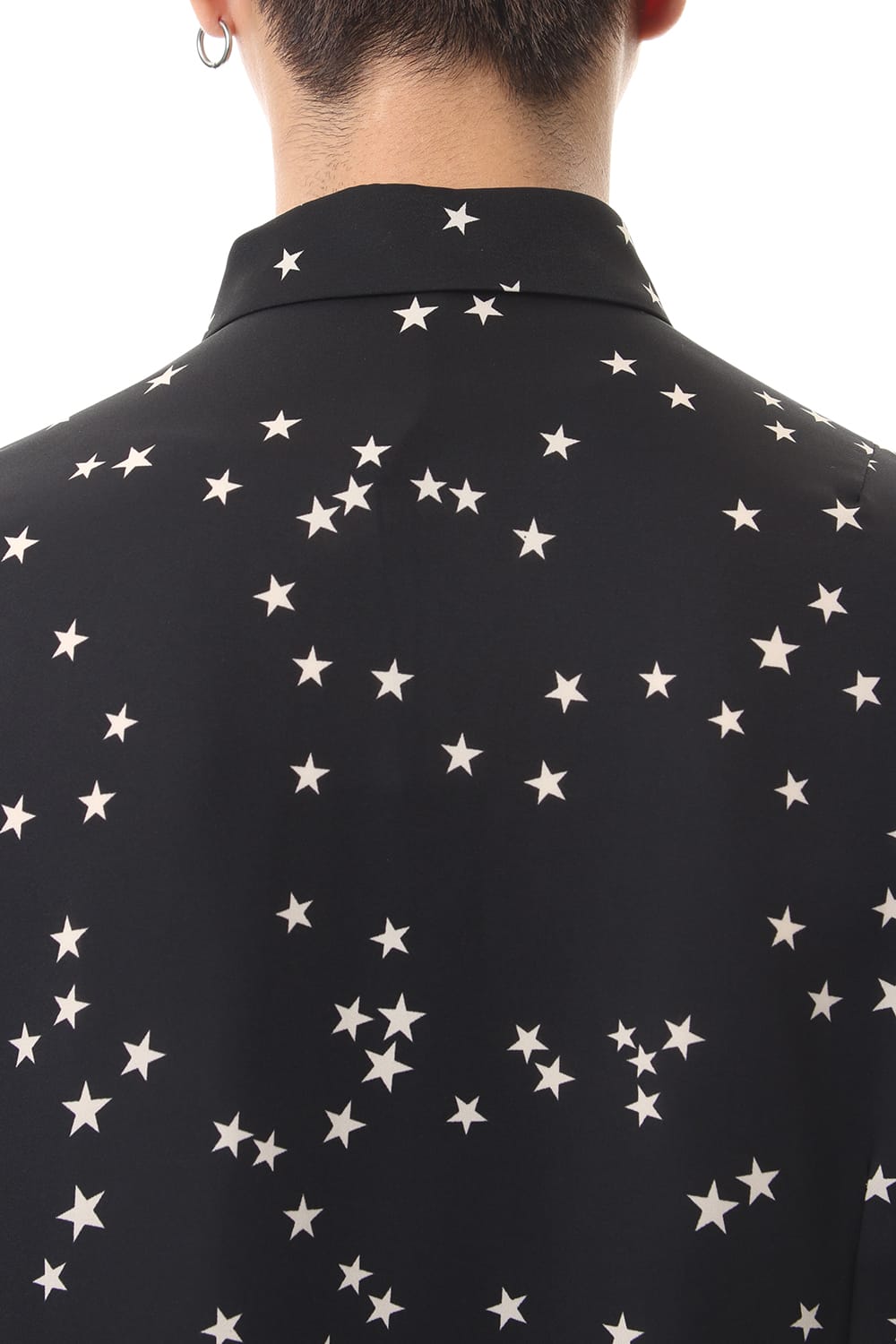 Chiffon Random Star Print Shirt Black × Cream