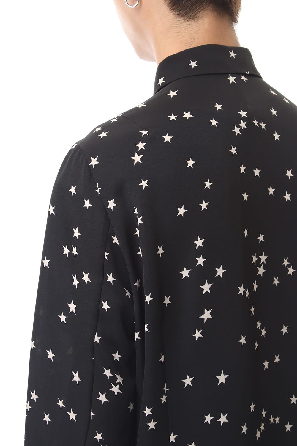 Chiffon Random Star Print Shirt Black × Cream