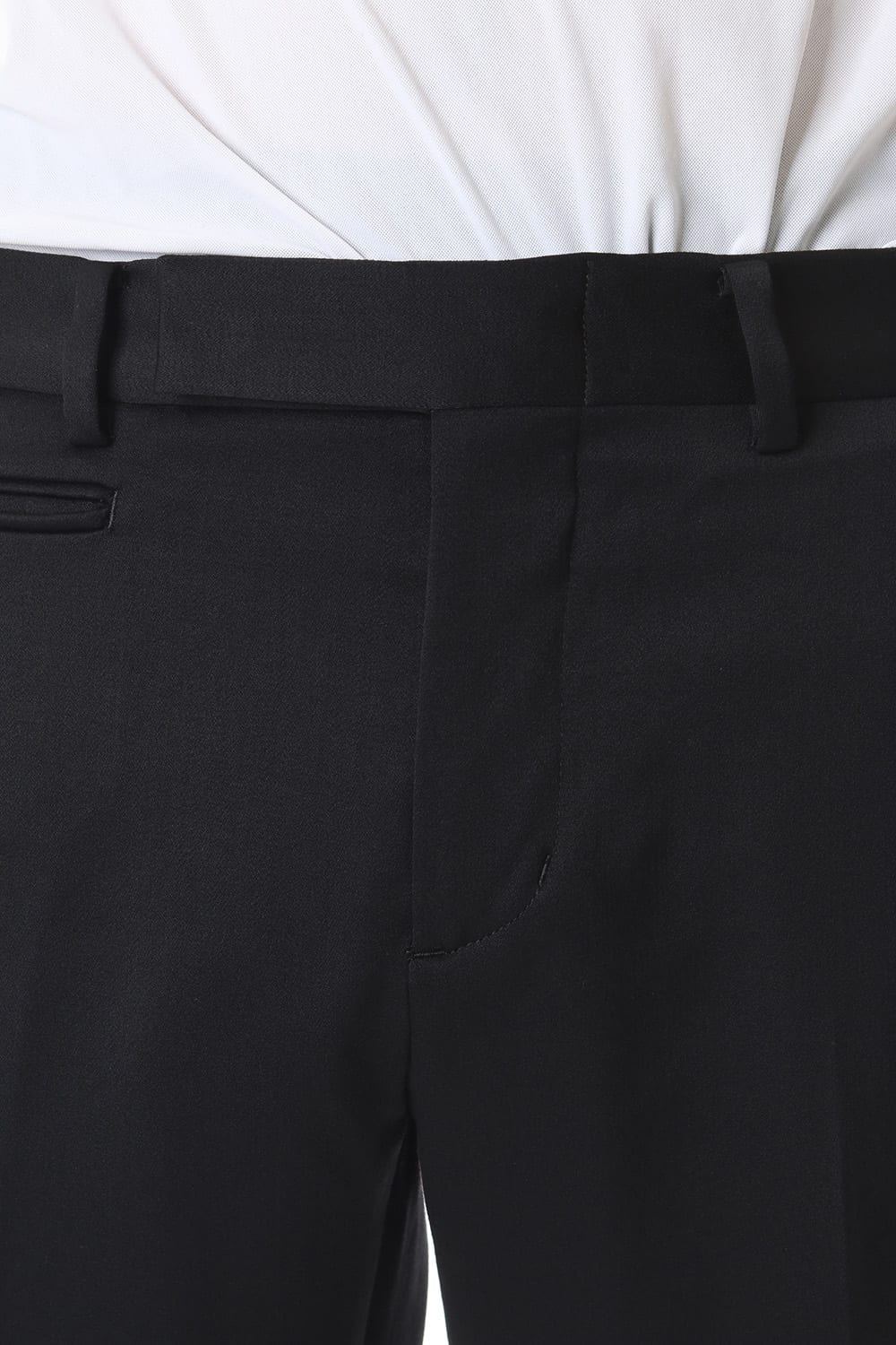 Tuxedo cross stretch slacks Black × Off White