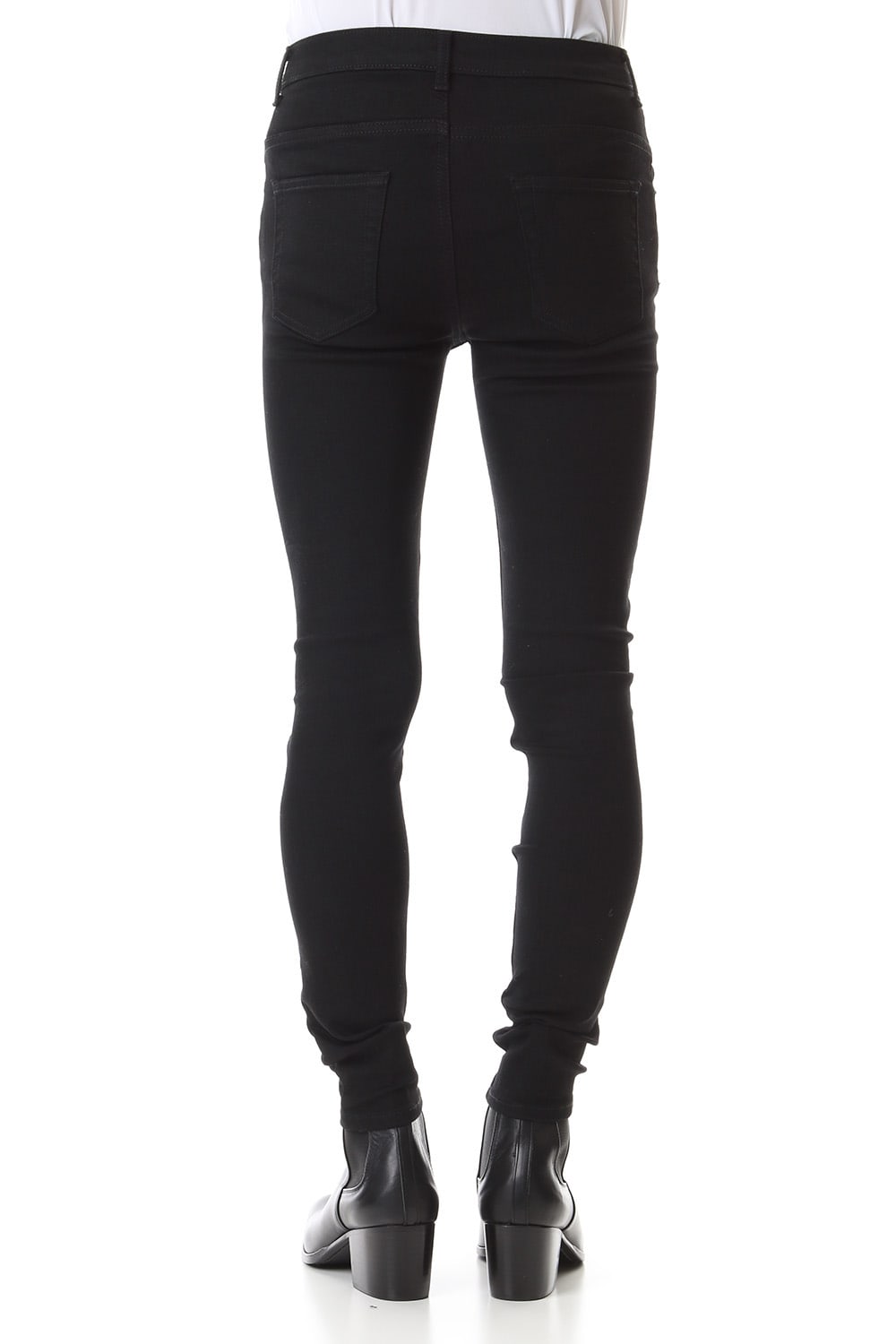 EX fit denim leggings pants (GLD state+crash) Black × Off White