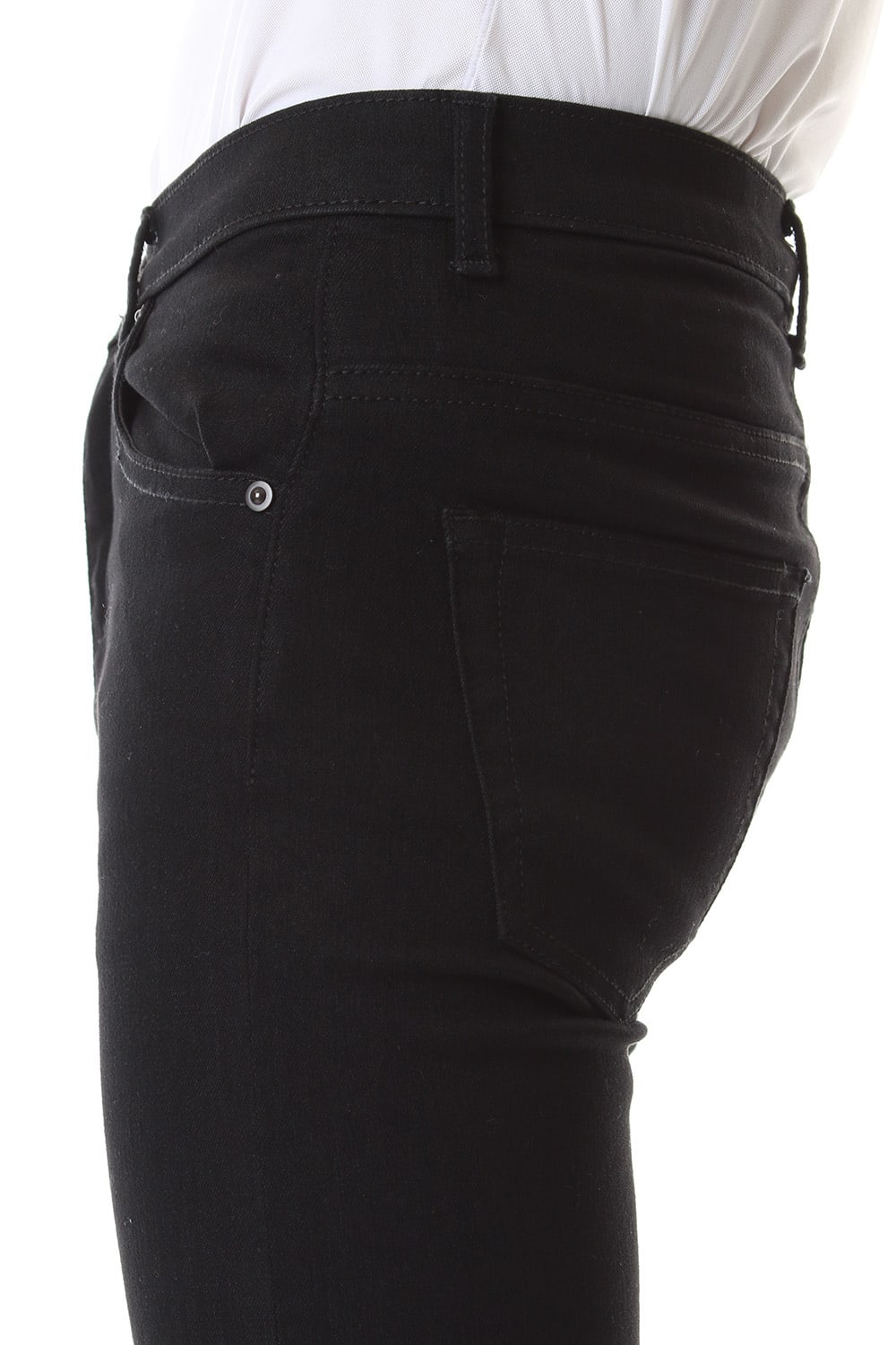 EX fit denim leggings pants (GLD state+crash) Black × Off White