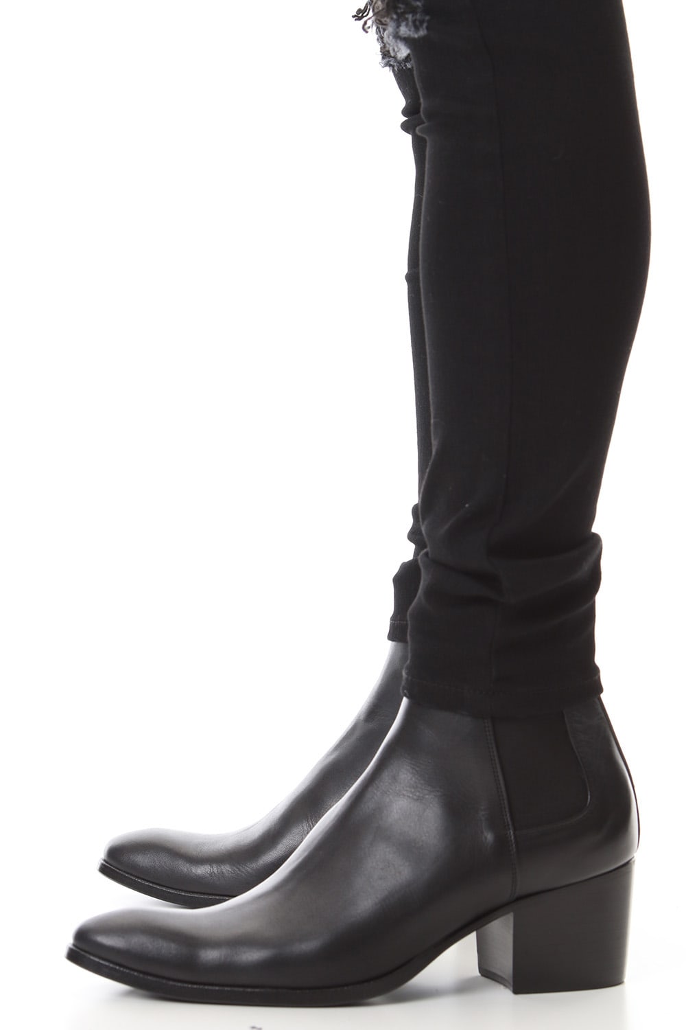 EX fit denim leggings pants (GLD state+crash) Black × Off White