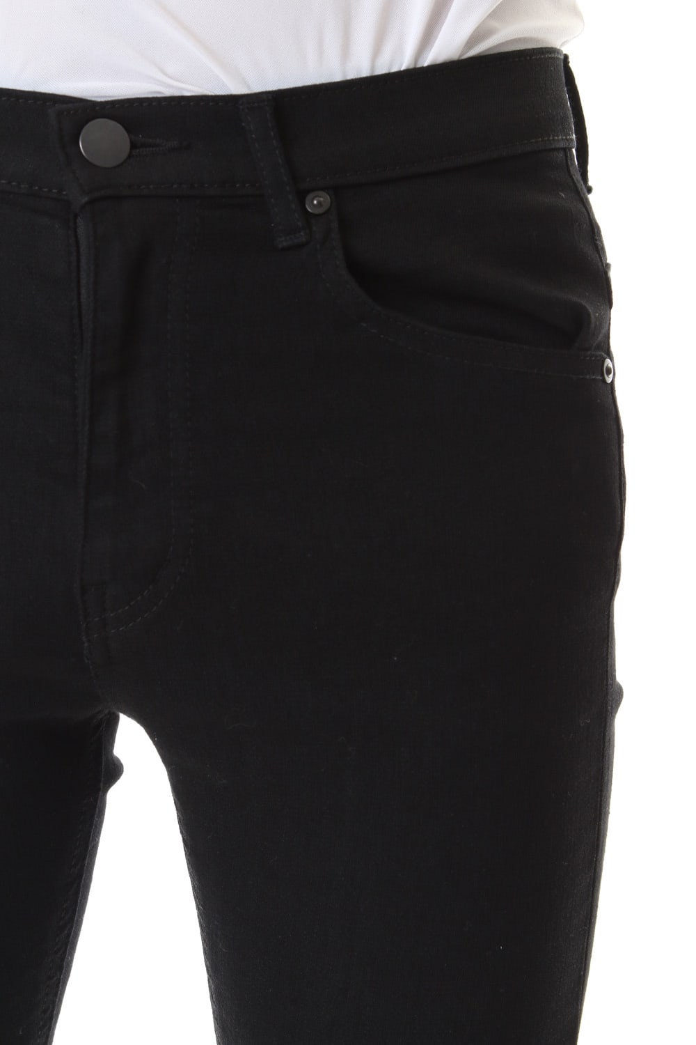 EX fit denim leggings pants (GLD state+crash) Black × Off White