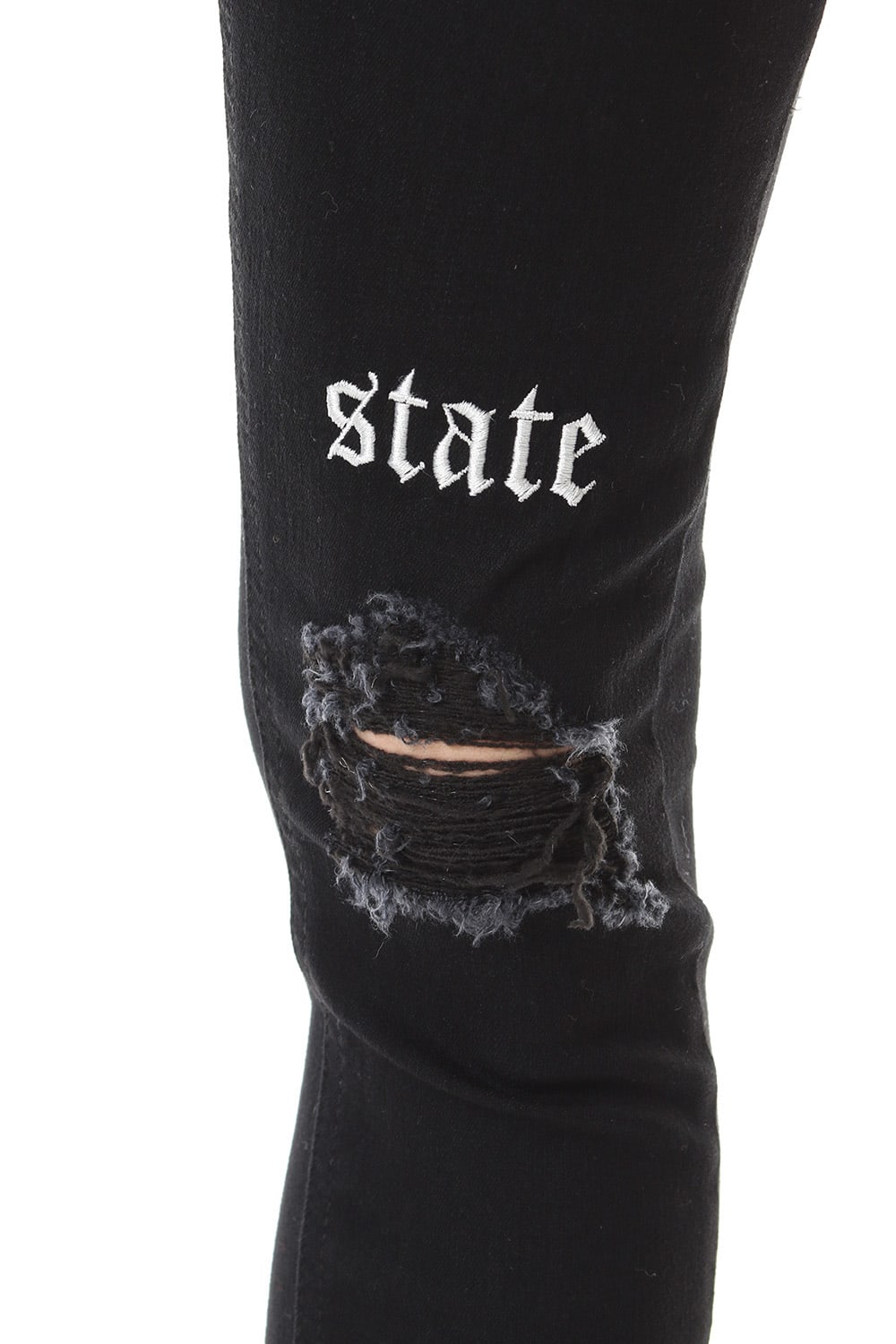 EX fit denim leggings pants (GLD state+crash) Black × Off White