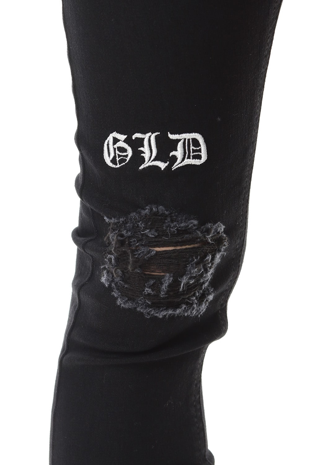 EX fit denim leggings pants (GLD state+crash) Black × Off White