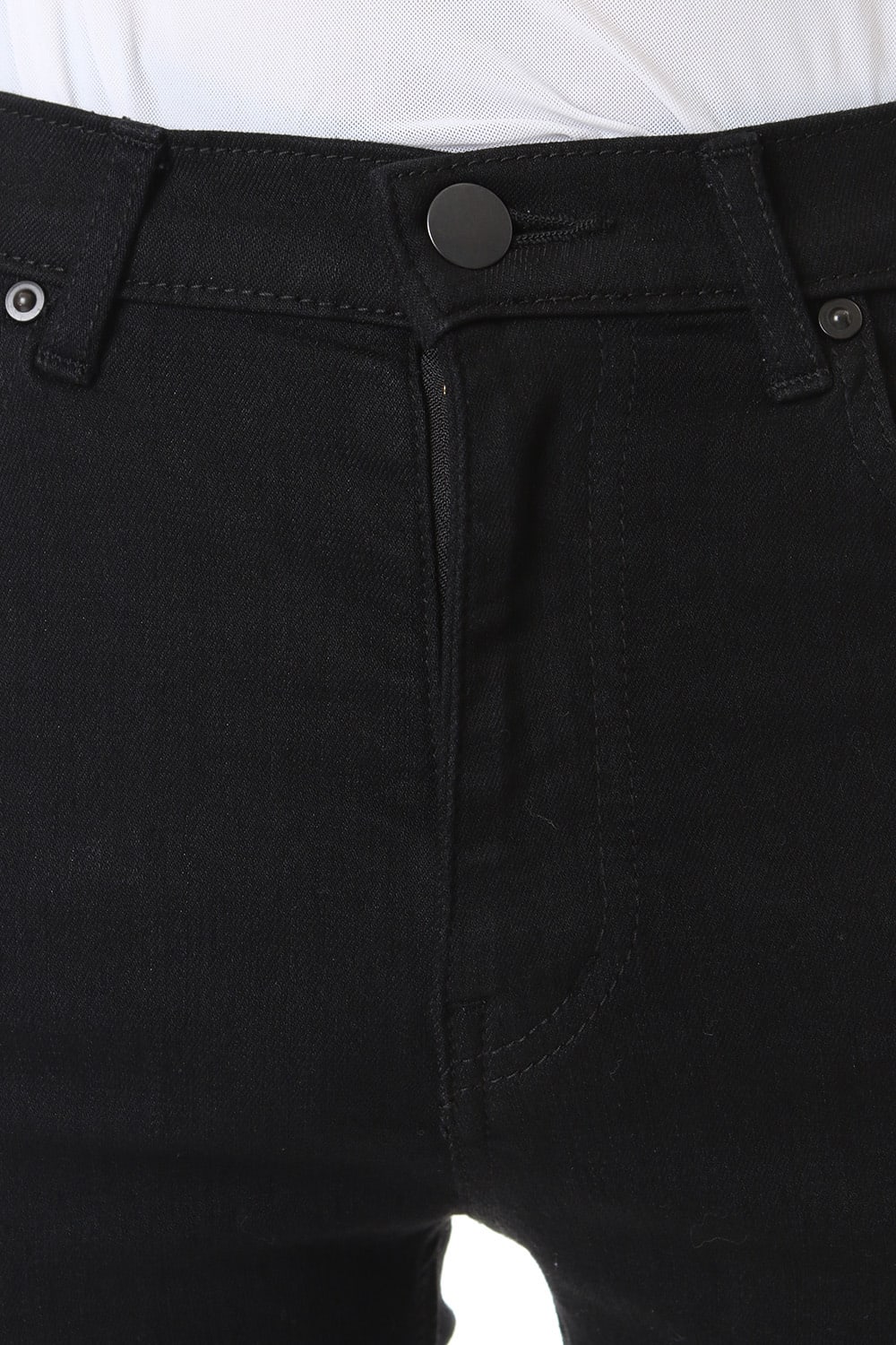 EX fit denim leggings pants (GLD state+crash) Black × Off White