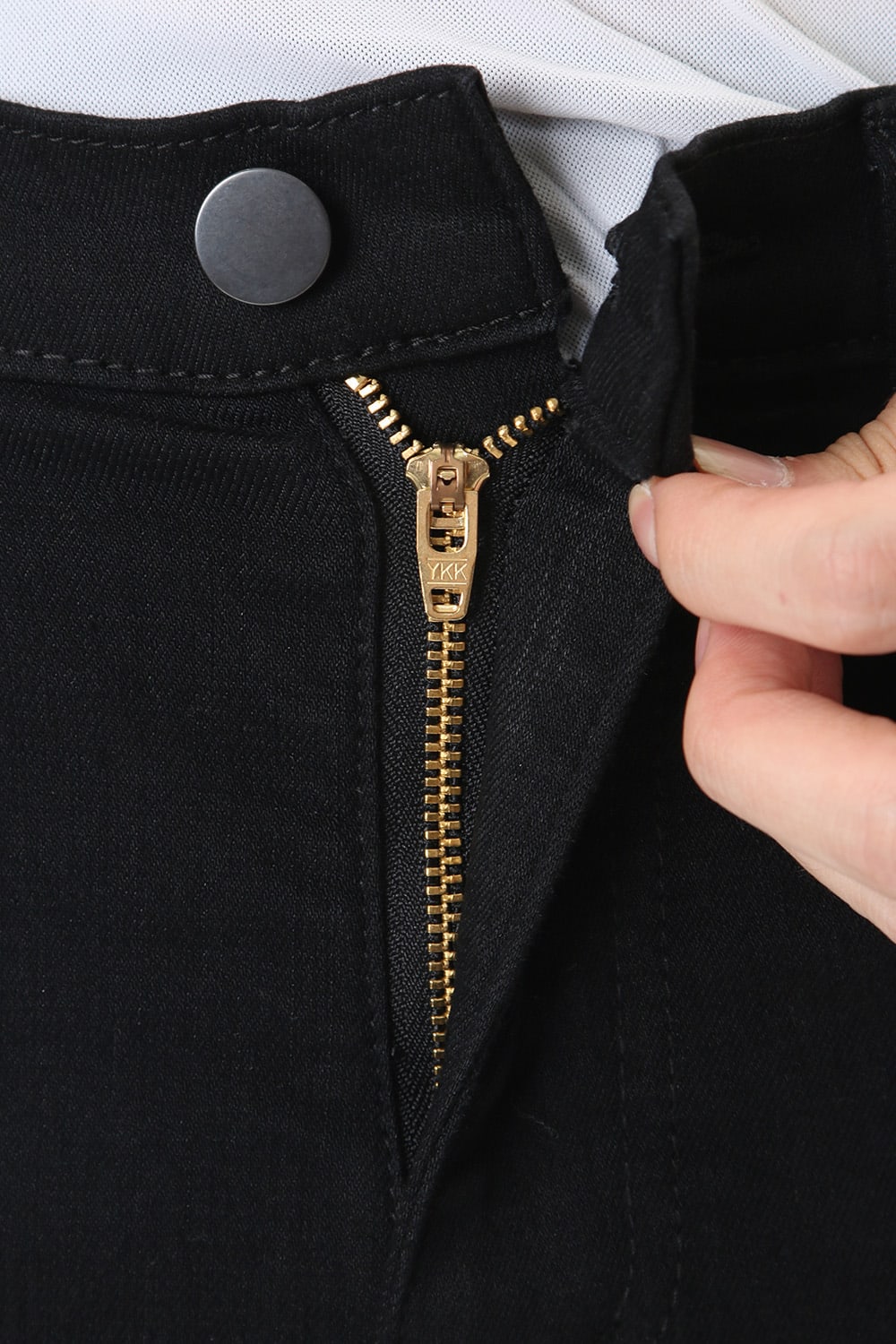 EX fit denim leggings pants (GLD state+crash) Black × Off White