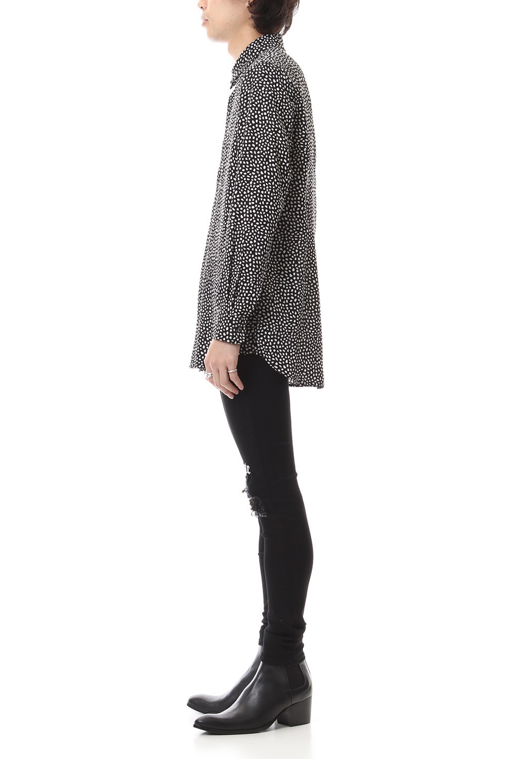 EX fit denim leggings pants (GLD state+crash) Black × Off White