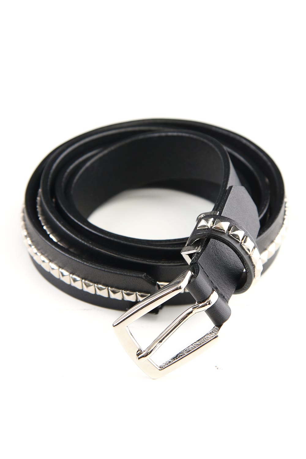 Oil cow leather Small studs belt Black x Silver
