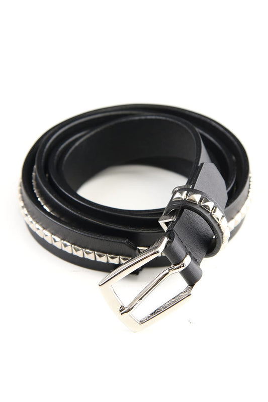 Oil cow leather Small studs belt Black x Silver