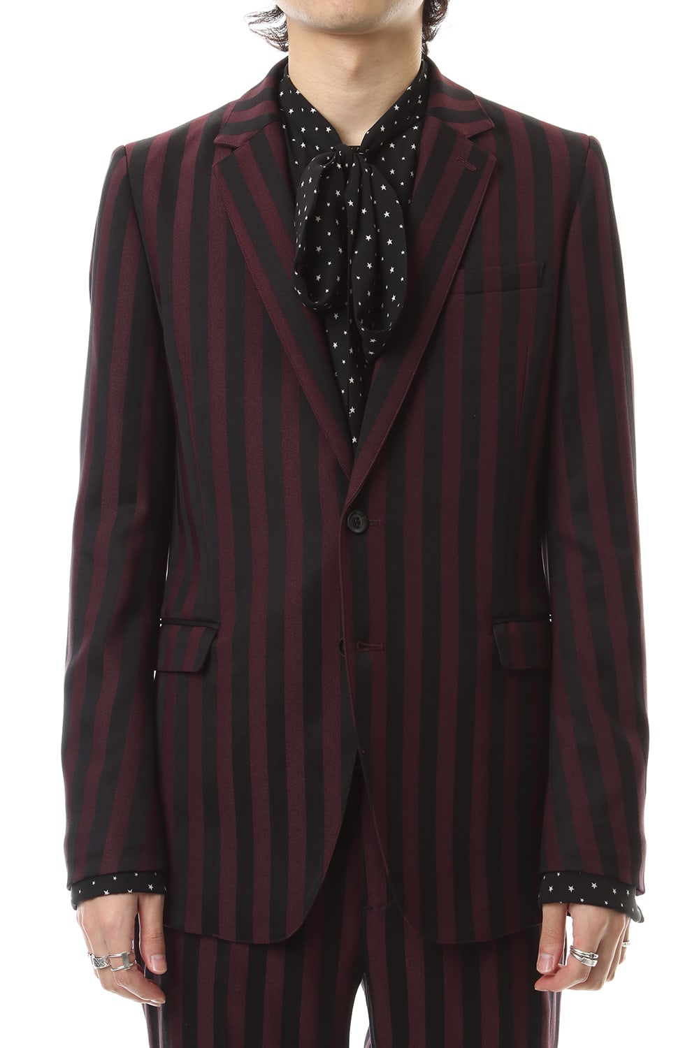 Jacquard stripe stretch 2B jacket Bordeaux × Black