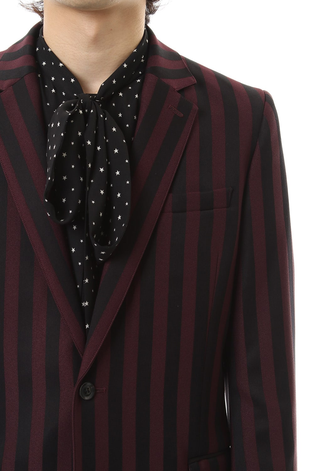 Jacquard stripe stretch 2B jacket Bordeaux × Black