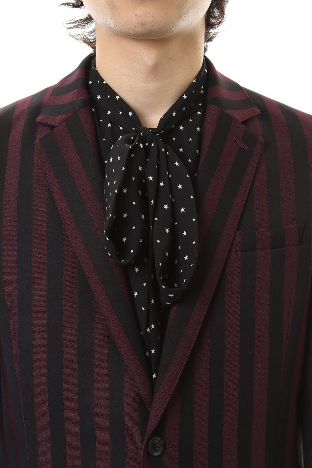 Jacquard stripe stretch 2B jacket Bordeaux × Black