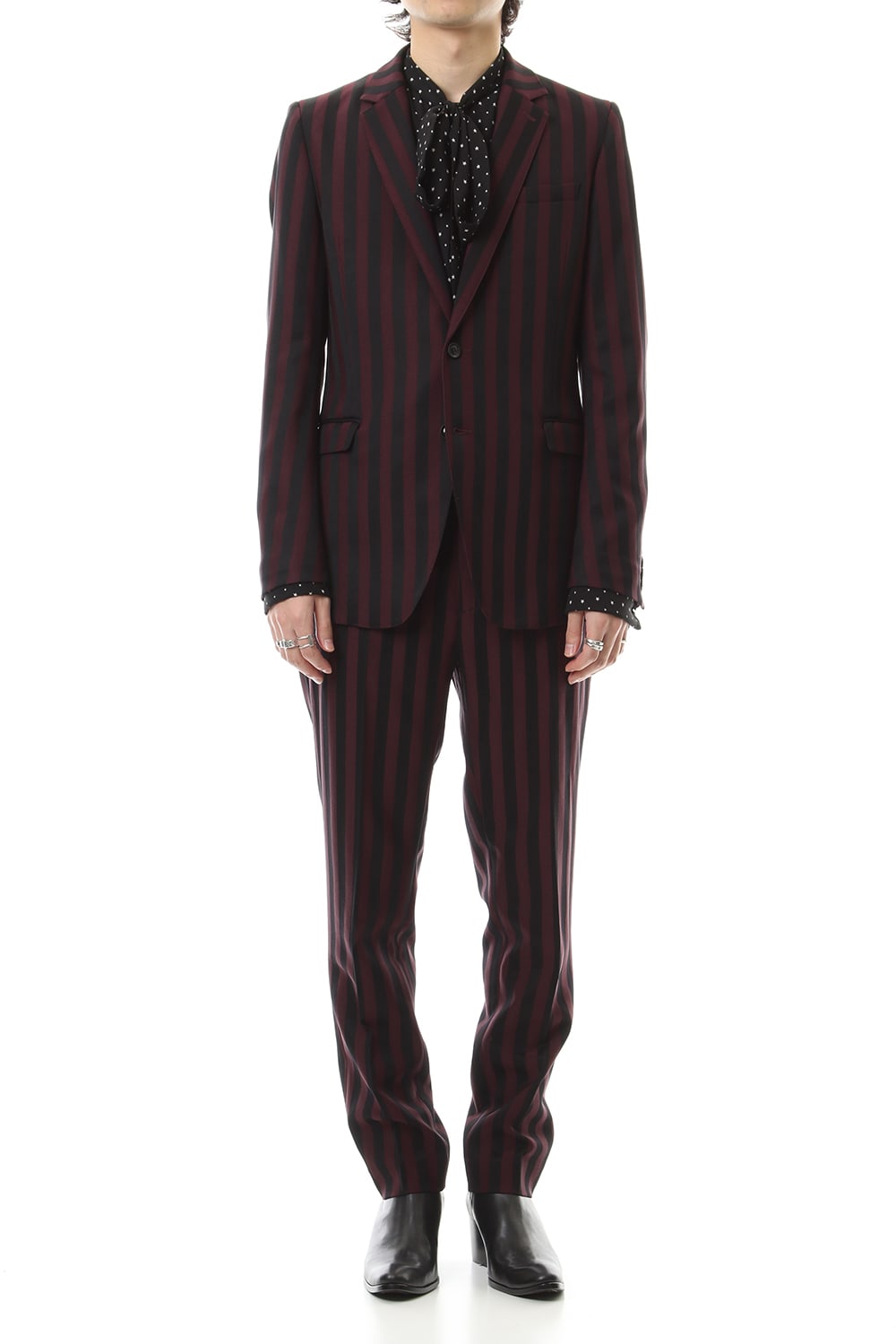 Jacquard stripe stretch slacks