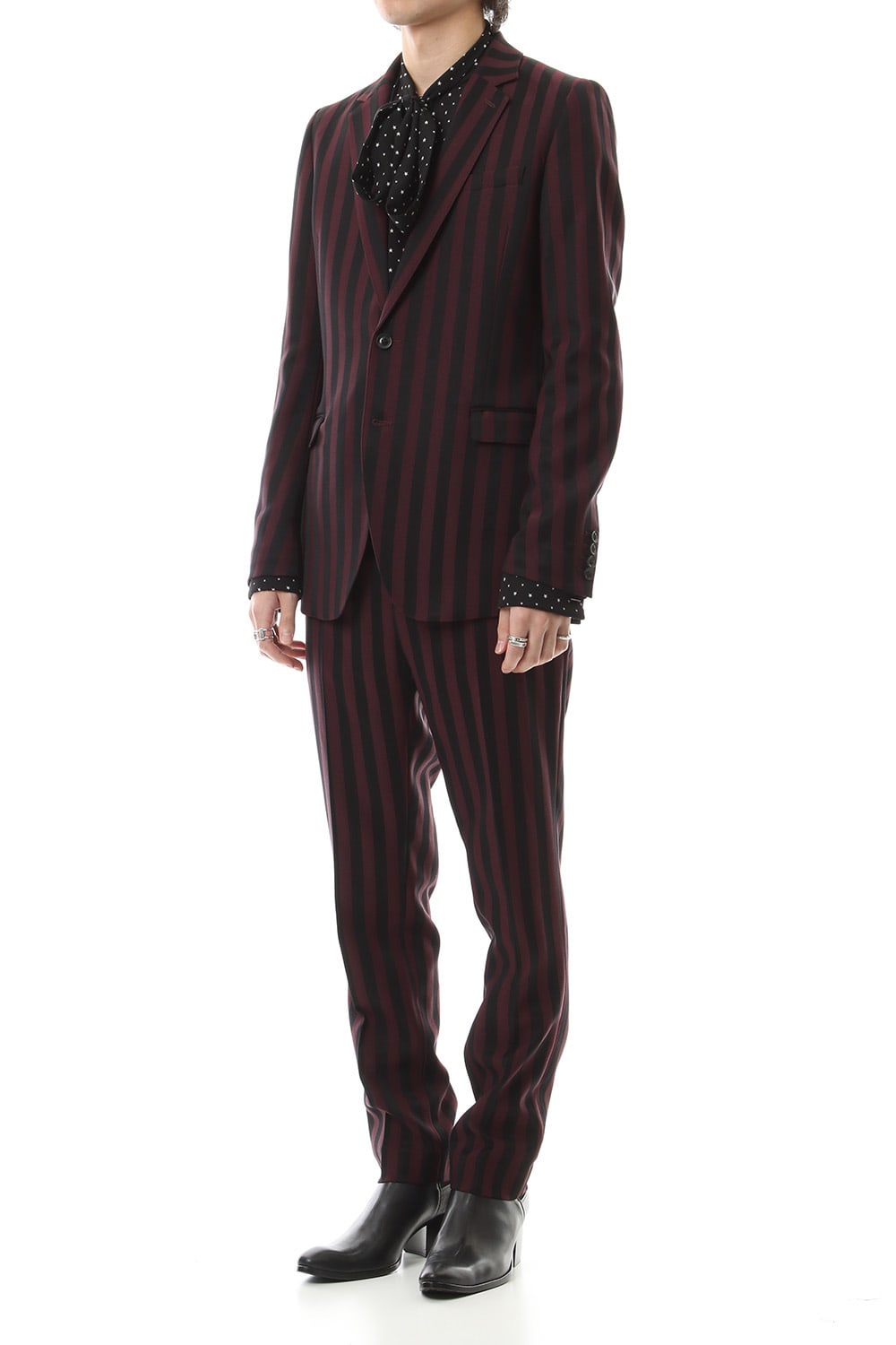 Jacquard stripe stretch slacks
