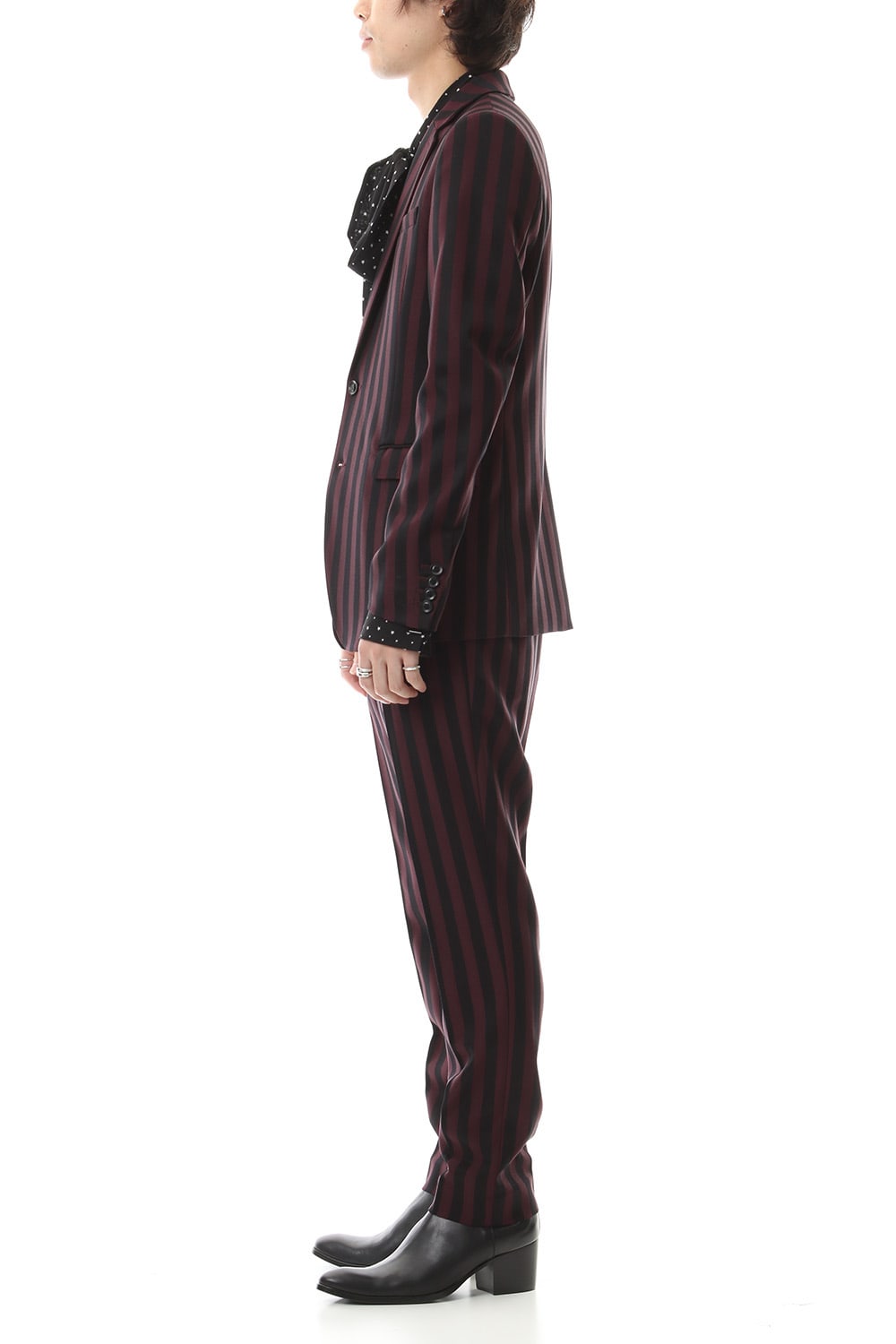 Jacquard stripe stretch 2B jacket Bordeaux × Black