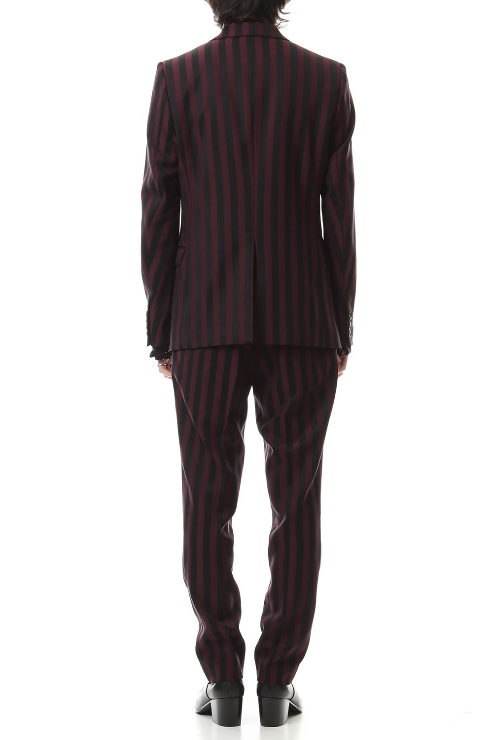 Jacquard stripe stretch 2B jacket Bordeaux × Black