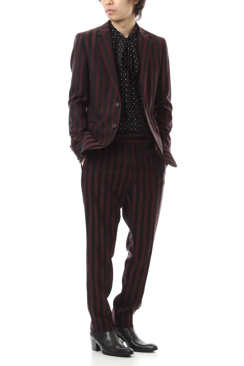 Jacquard stripe stretch slacks