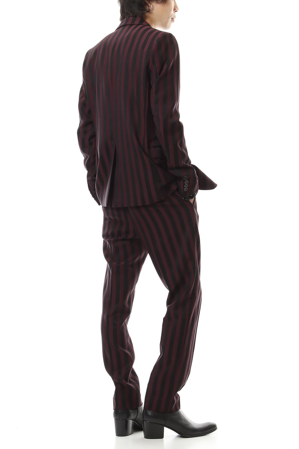 Jacquard stripe stretch slacks