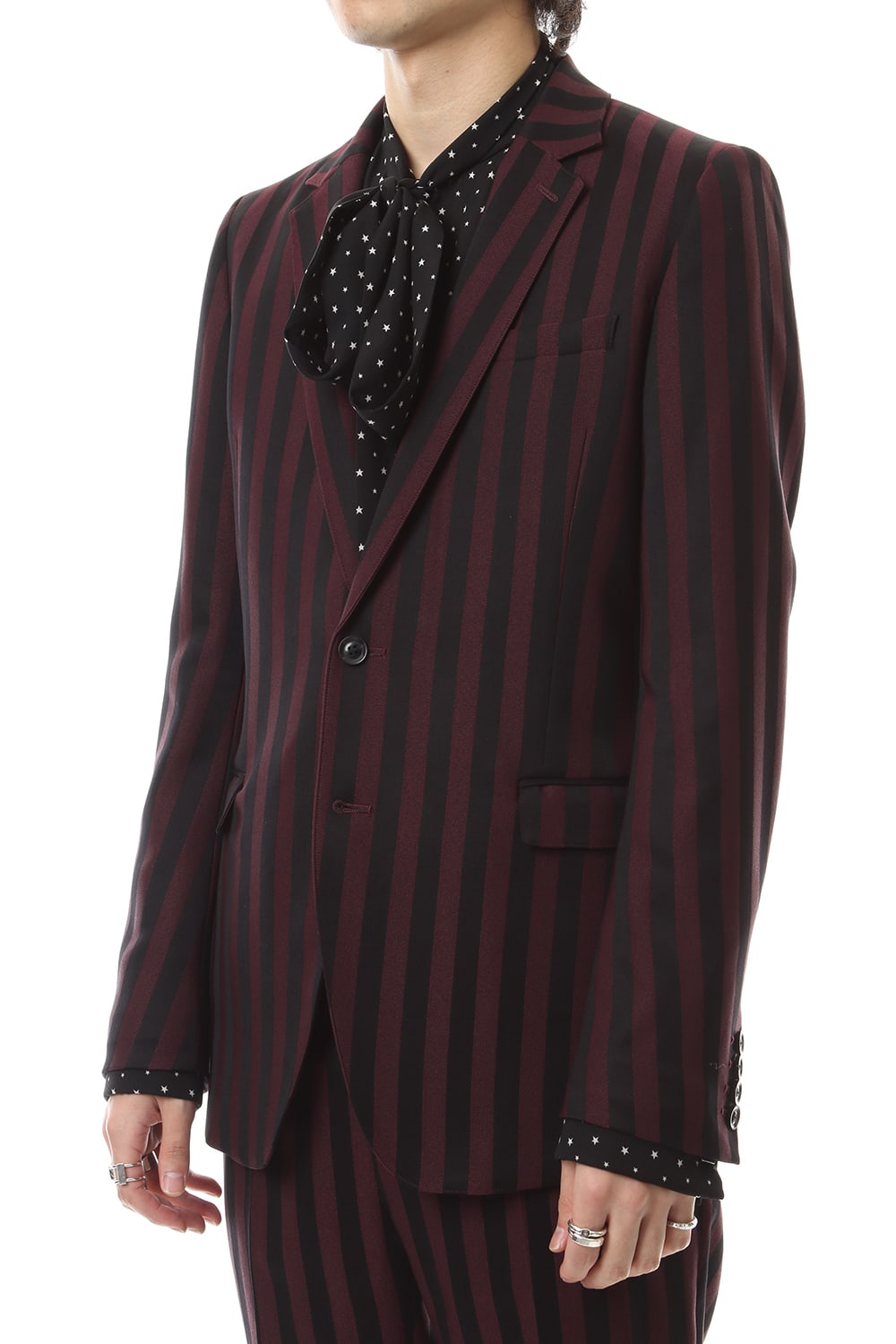 Jacquard stripe stretch 2B jacket Bordeaux × Black
