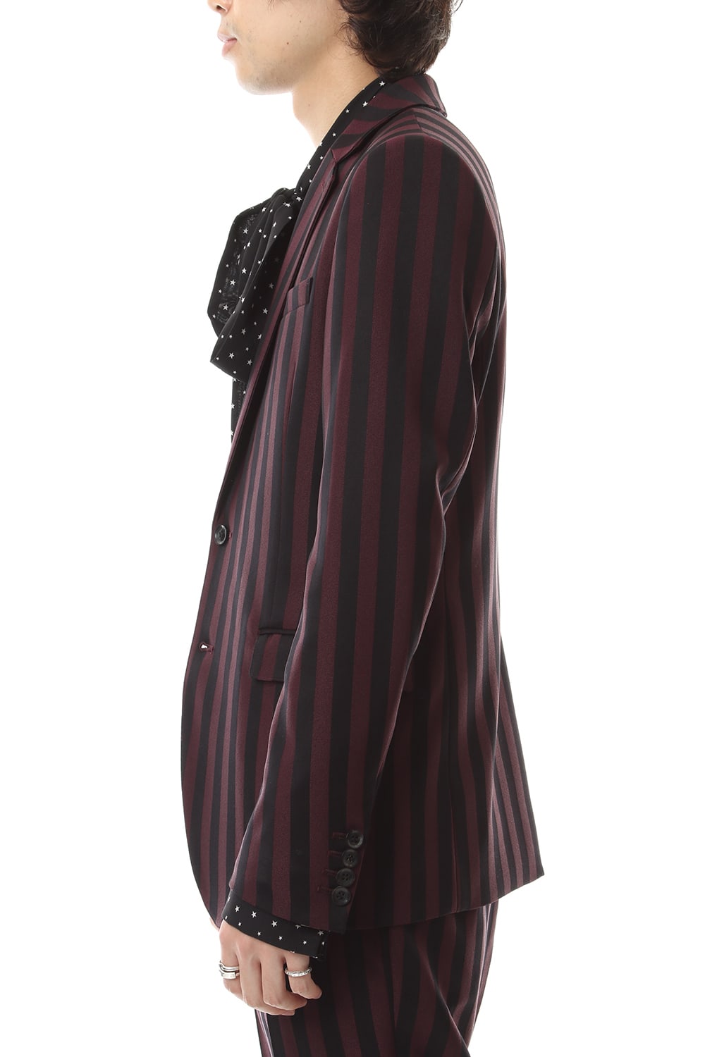 Jacquard stripe stretch 2B jacket Bordeaux × Black