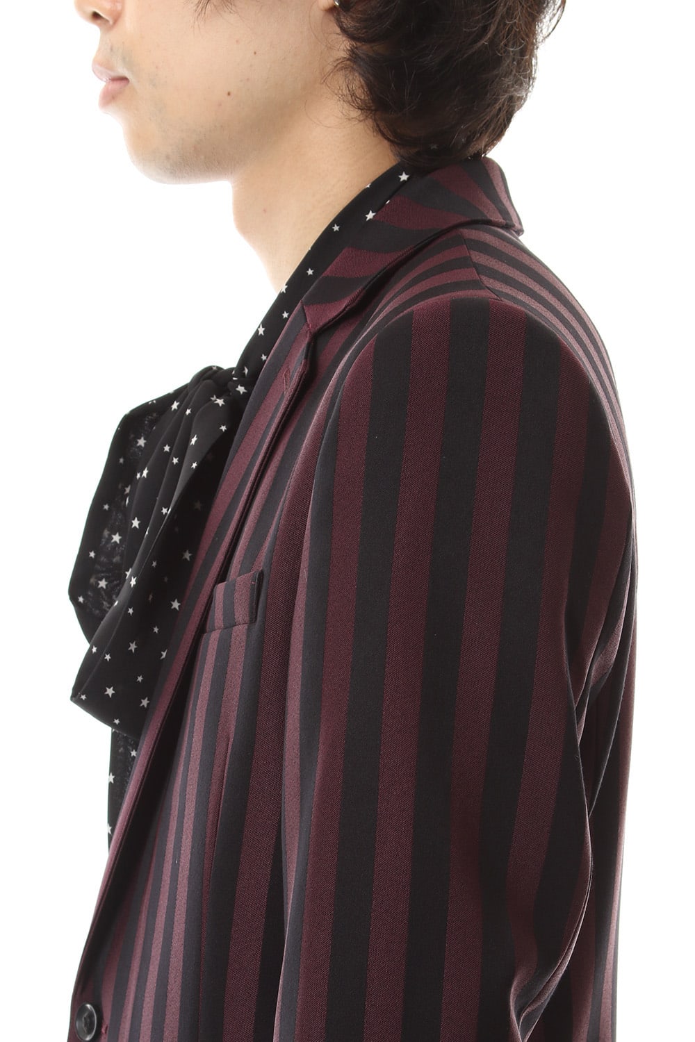 Jacquard stripe stretch 2B jacket Bordeaux × Black