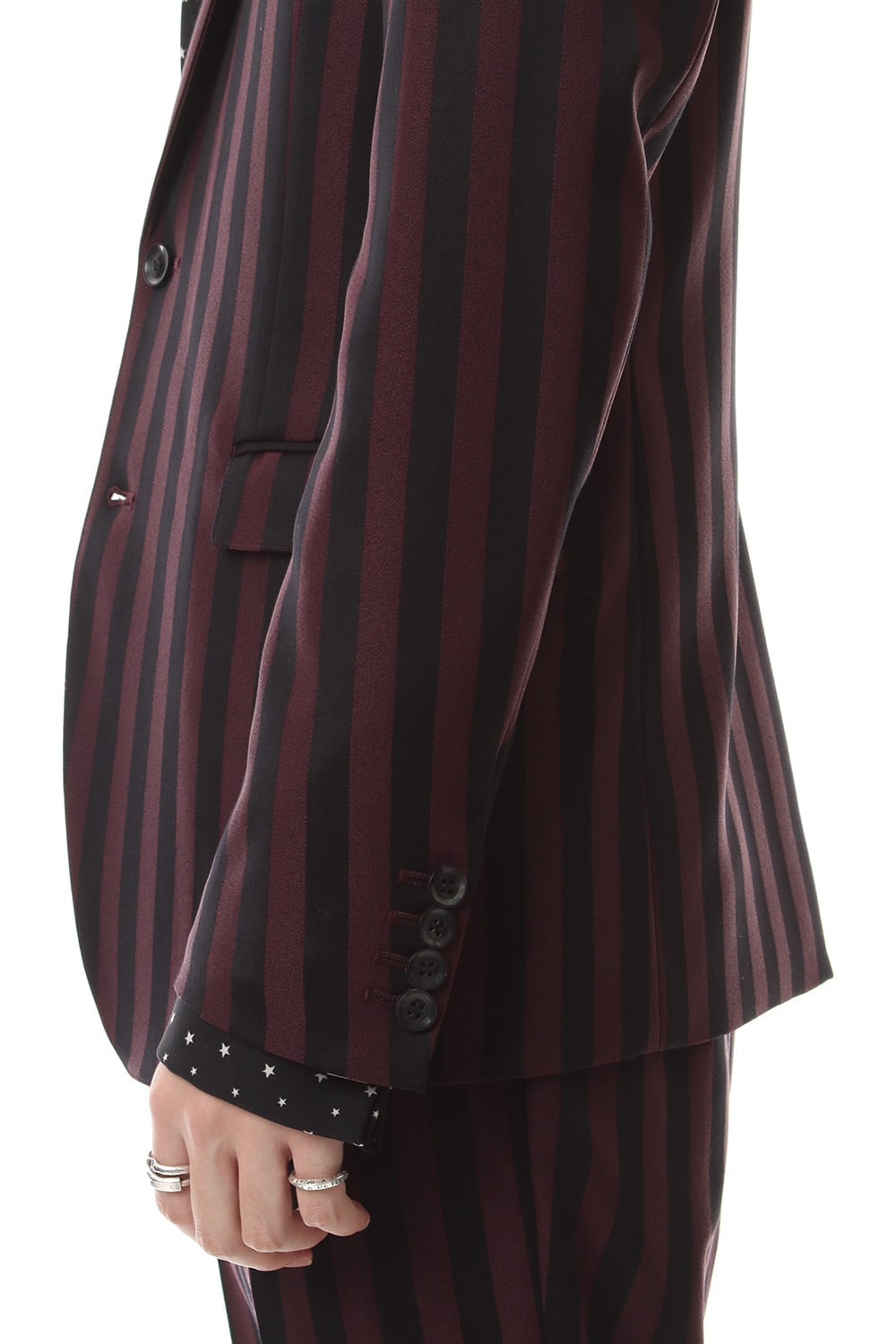 Jacquard stripe stretch 2B jacket Bordeaux × Black