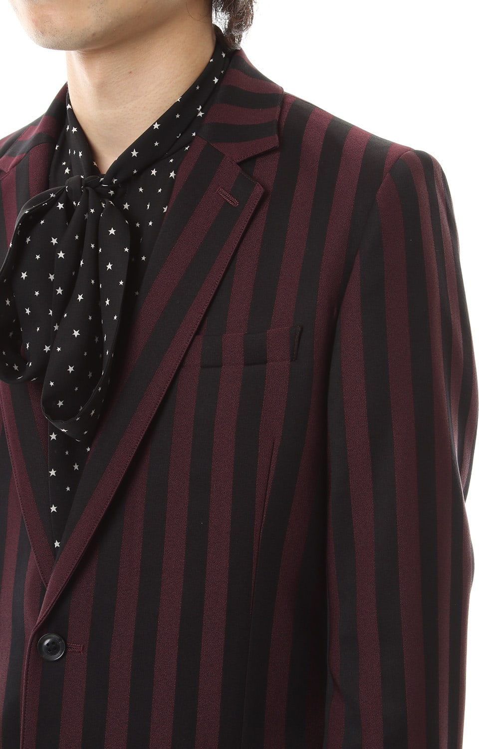 Jacquard stripe stretch 2B jacket Bordeaux × Black