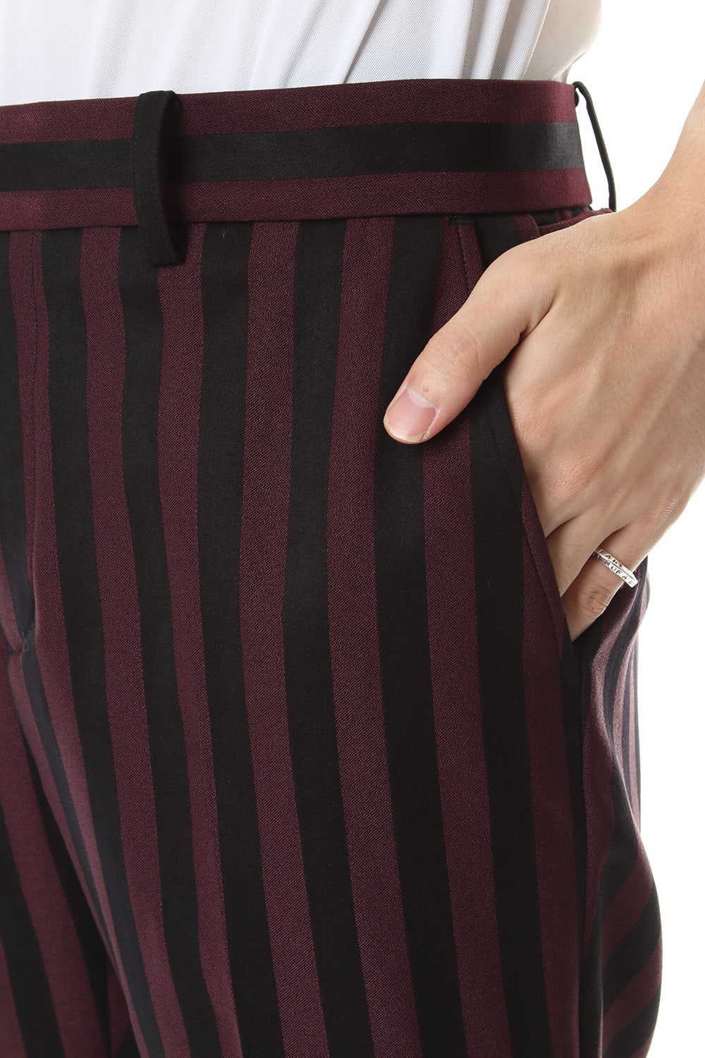 Jacquard stripe stretch slacks