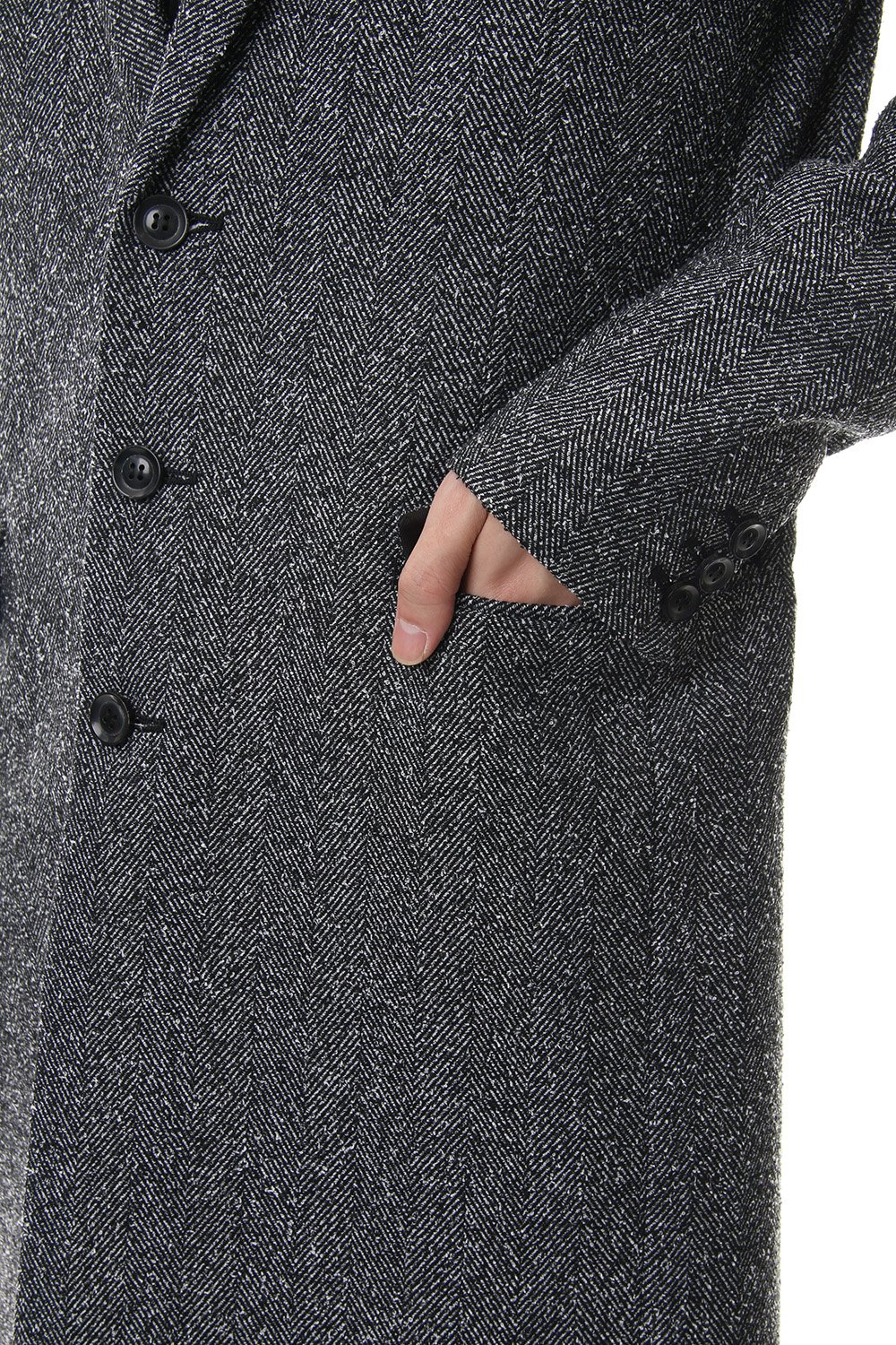 Loop yarn melange herringbone chesterfield coat