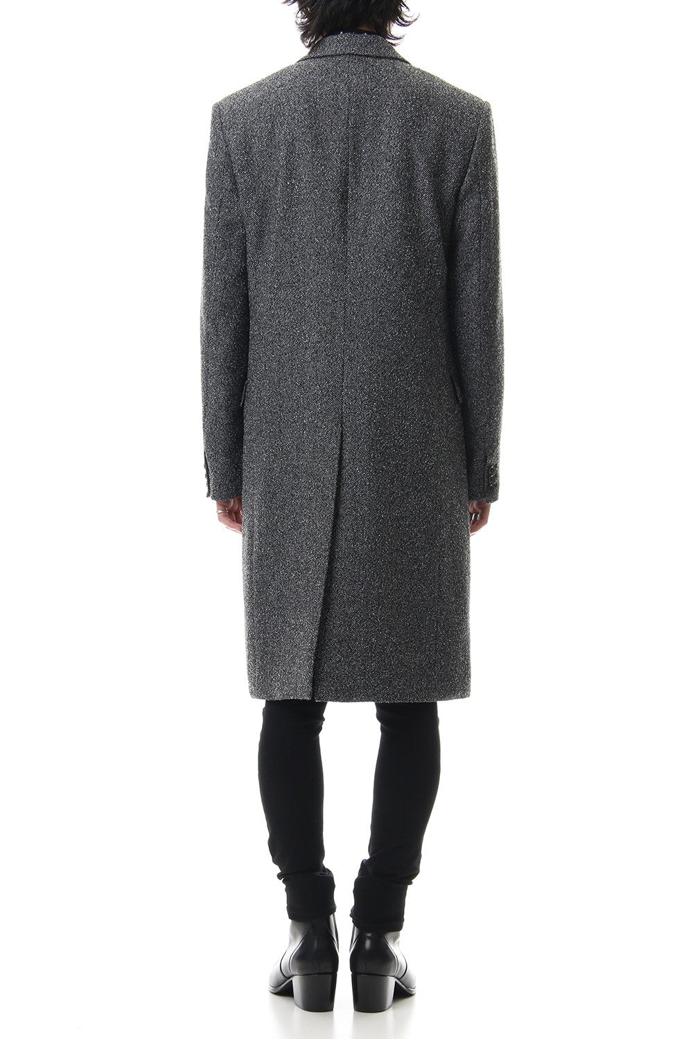 Loop yarn melange herringbone chesterfield coat