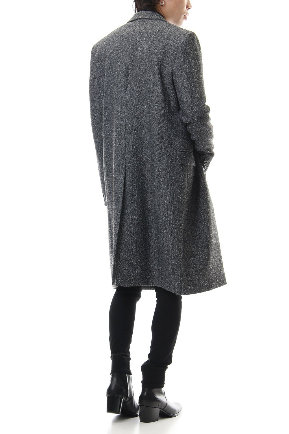 Loop yarn melange herringbone chesterfield coat