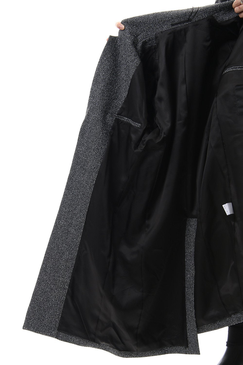 Loop yarn melange herringbone chesterfield coat