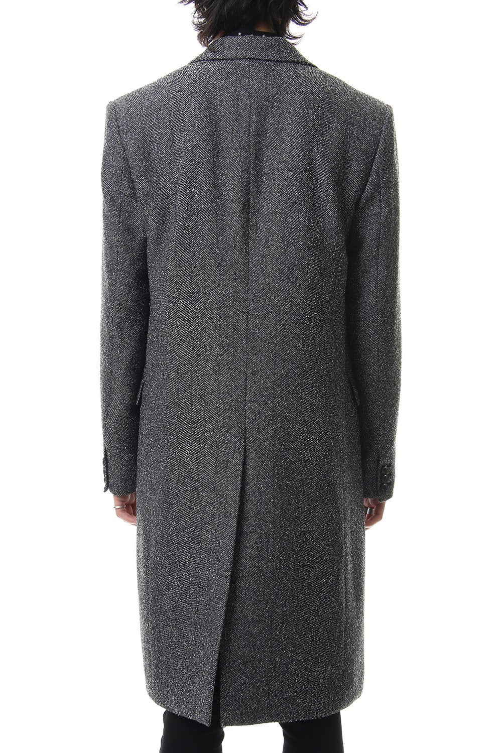 Loop yarn melange herringbone chesterfield coat