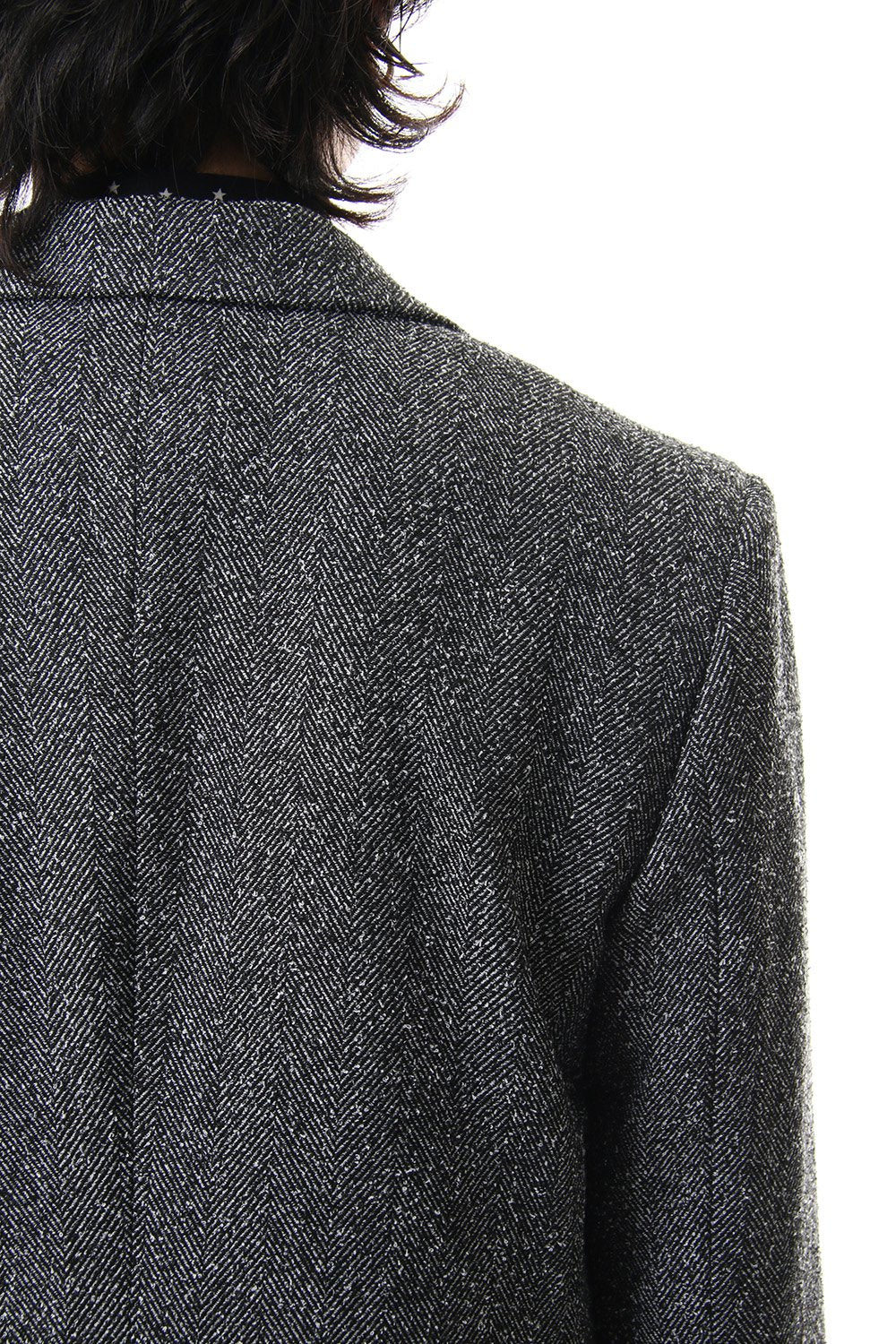 Loop yarn melange herringbone chesterfield coat