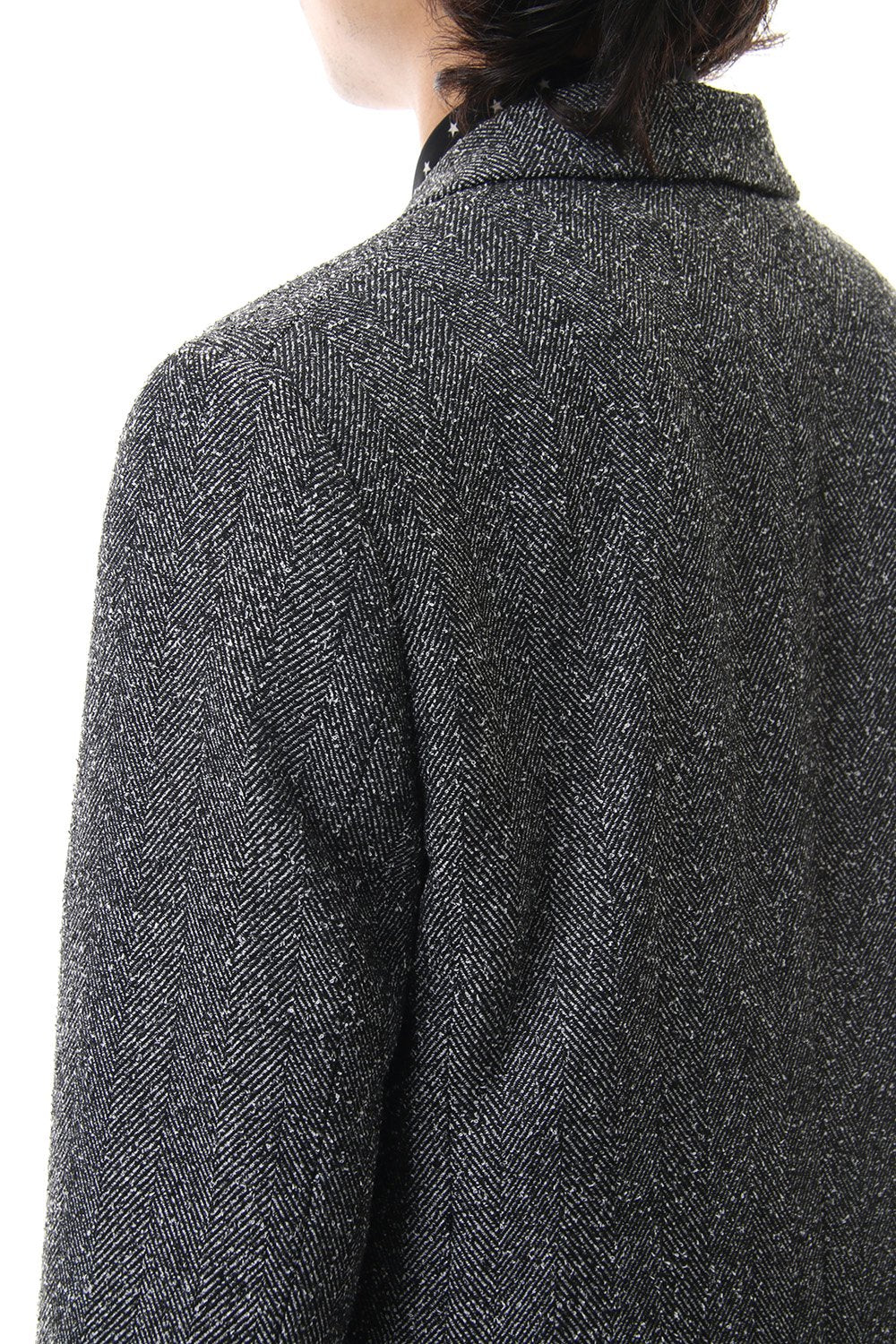 Loop yarn melange herringbone chesterfield coat