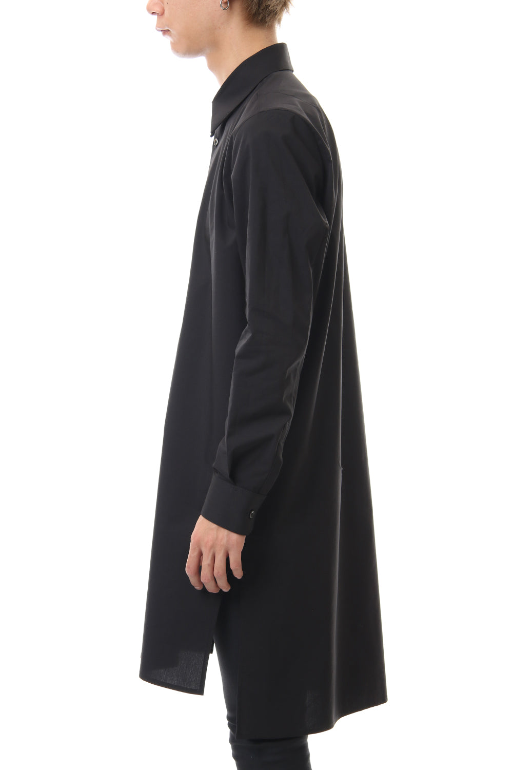 Broad Cross Stretch Long Shirt (Black)