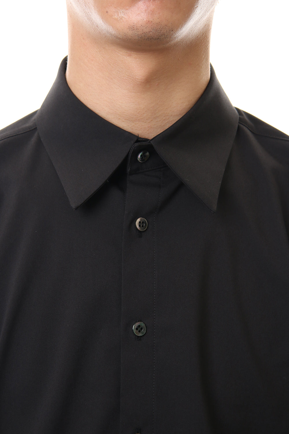 Broad Cross Stretch Long Shirt (Black)