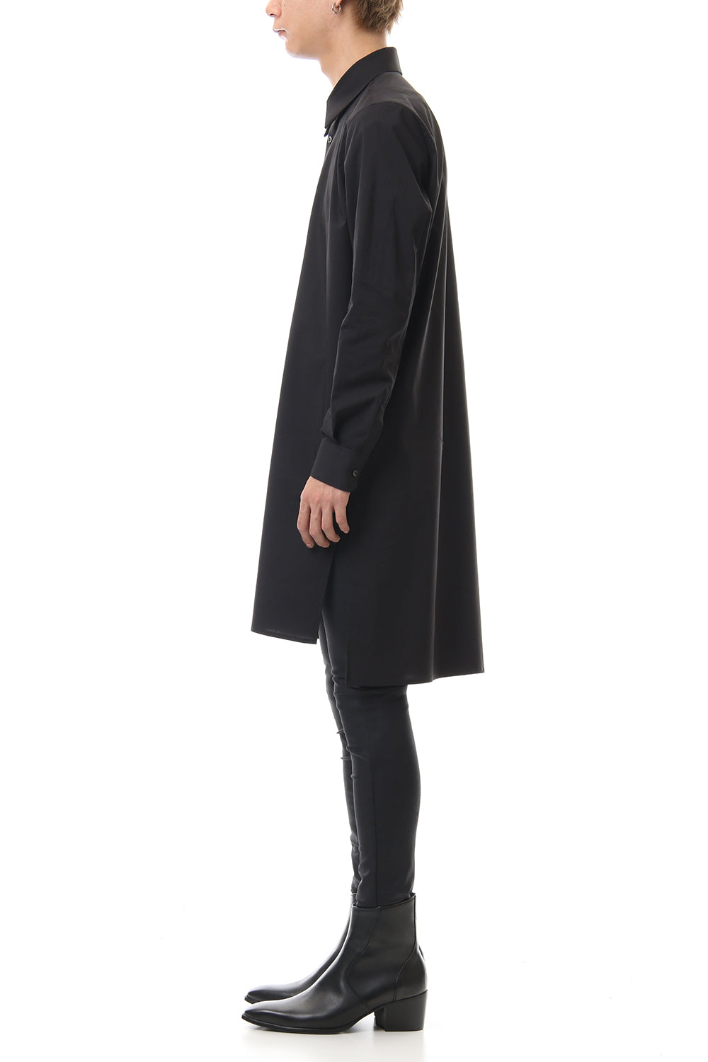 Broad Cross Stretch Long Shirt (Black)