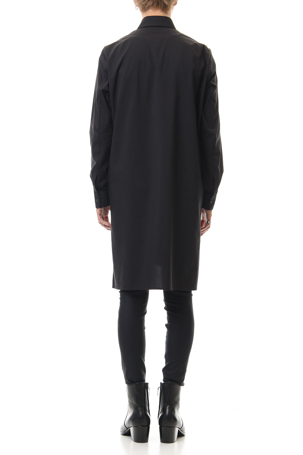 Broad Cross Stretch Long Shirt (Black)