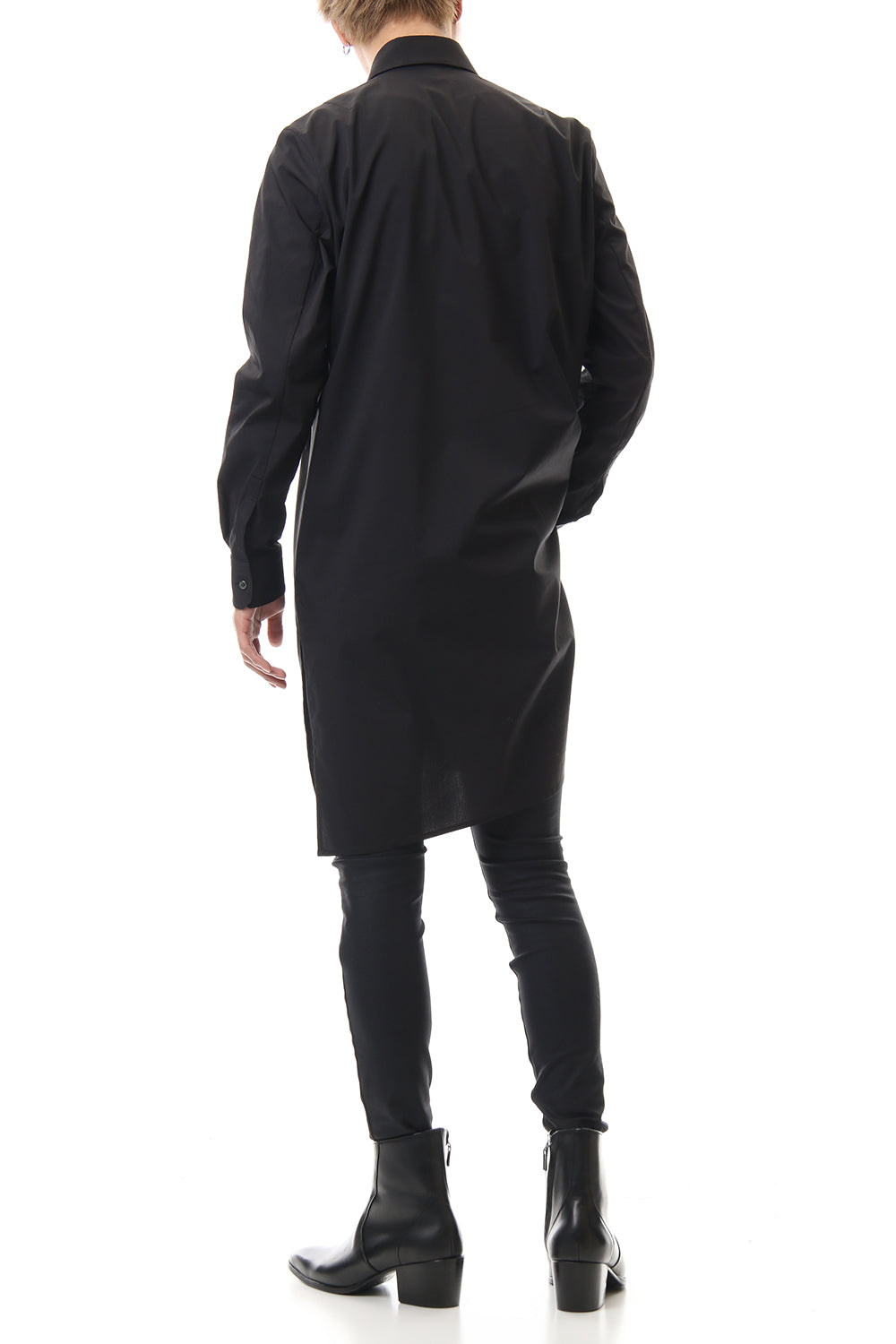 Broad Cross Stretch Long Shirt (Black)