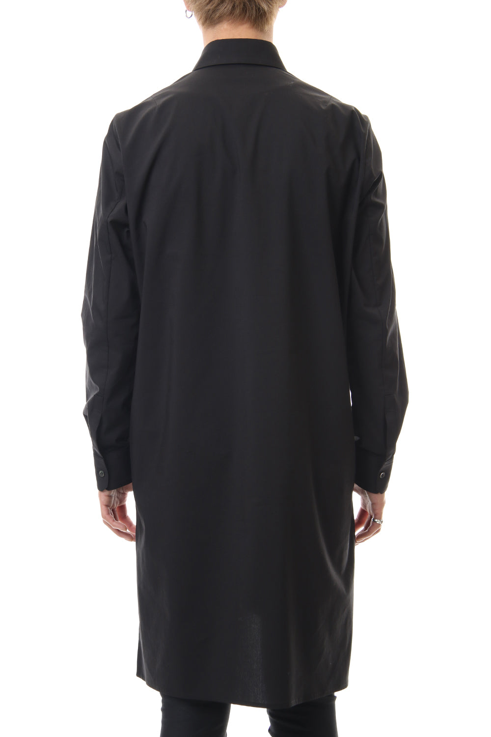 Broad Cross Stretch Long Shirt (Black)