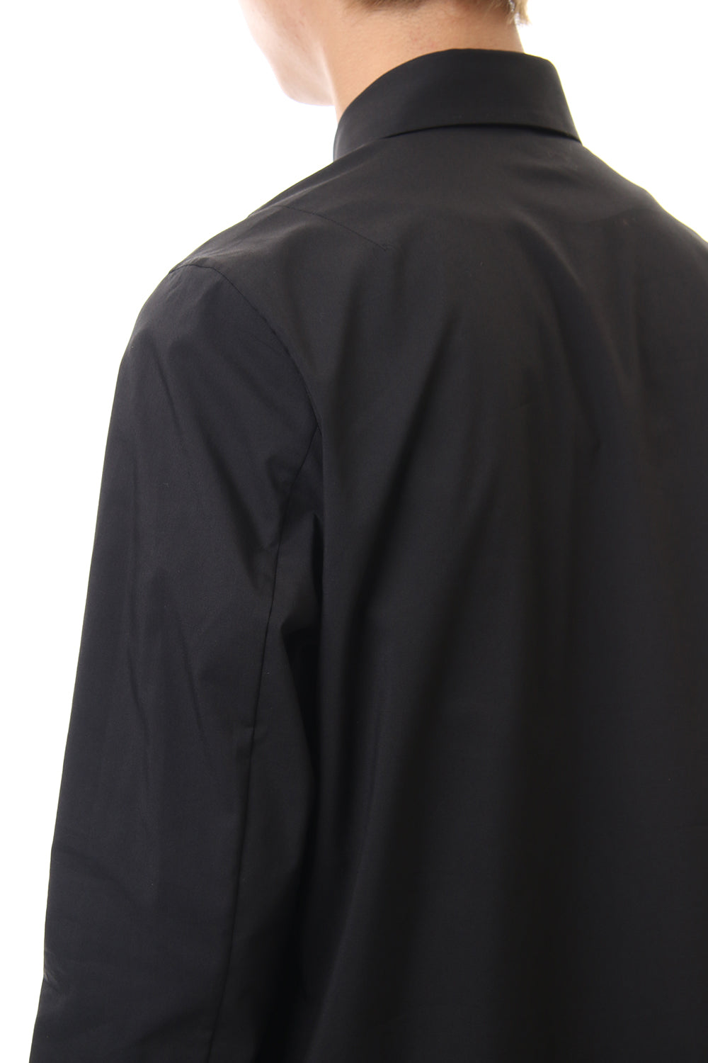 Broad Cross Stretch Long Shirt (Black)