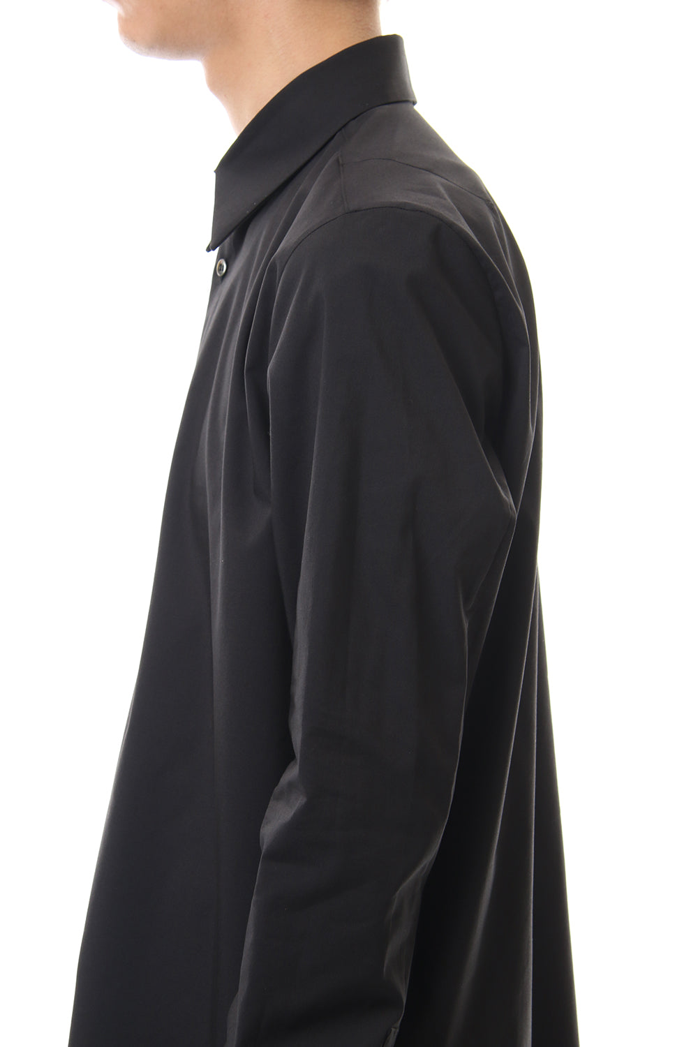 Broad Cross Stretch Long Shirt (Black)