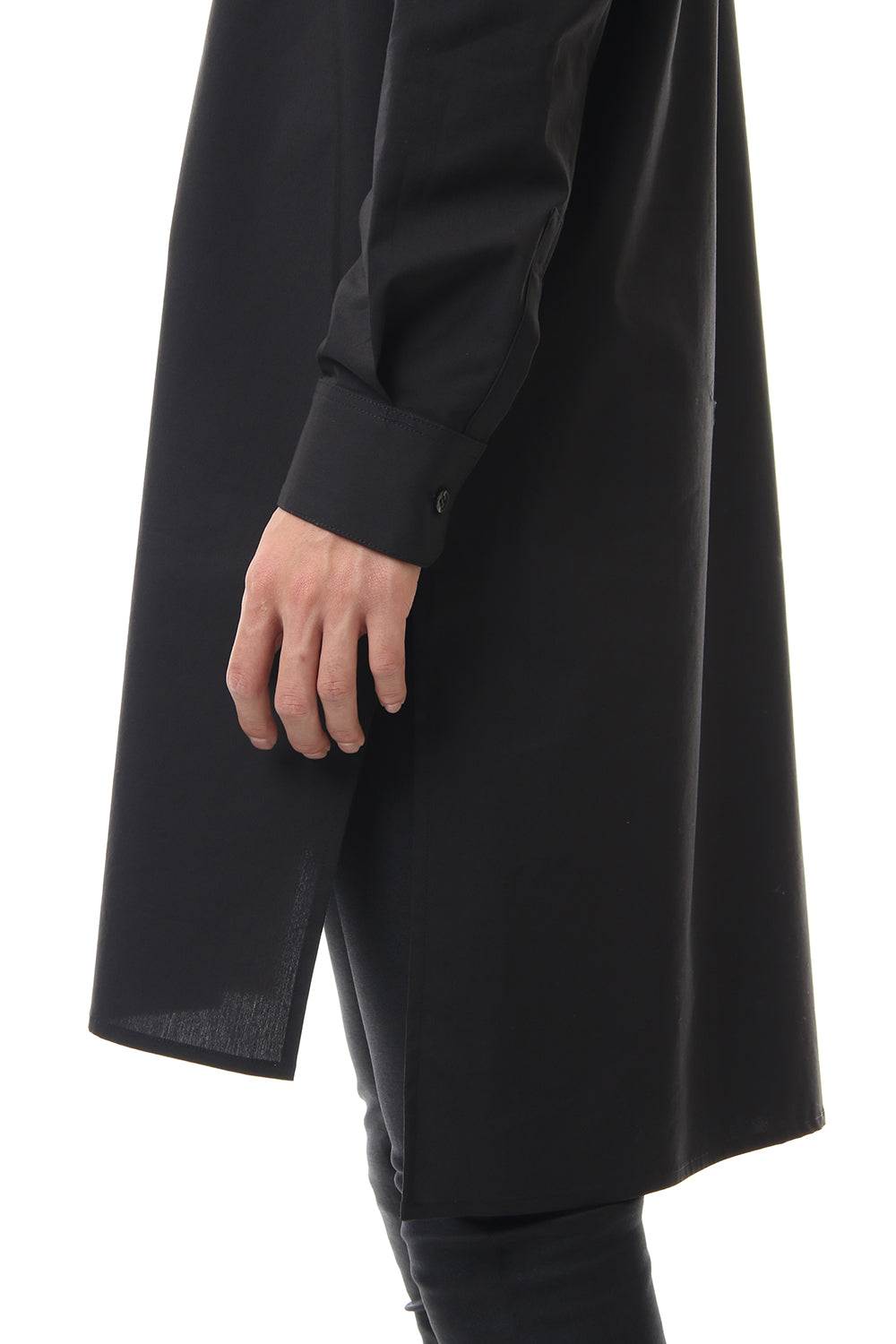 Broad Cross Stretch Long Shirt (Black)