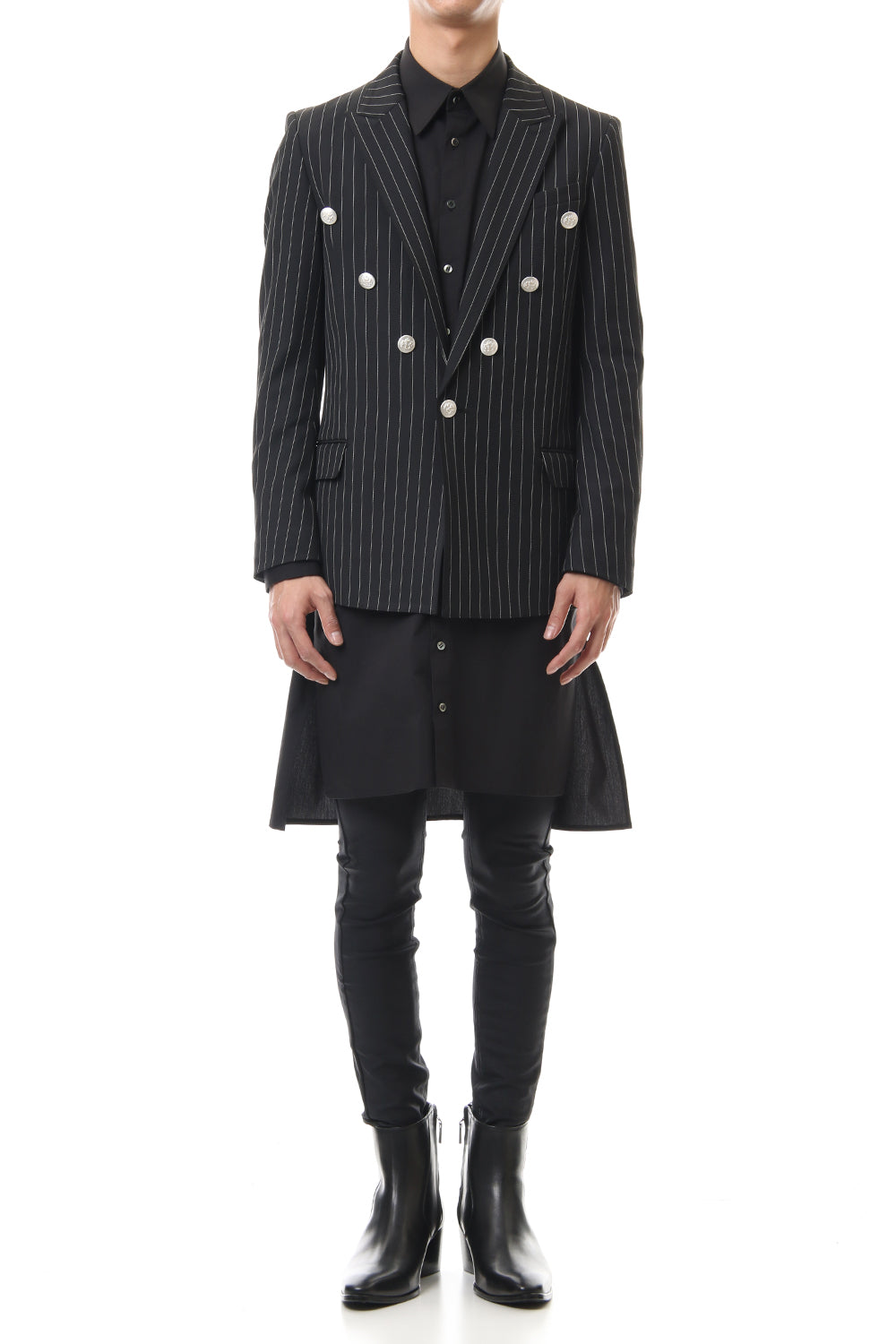 Cozmicool Pin Striped Stretch Jacket (Black × Off White)