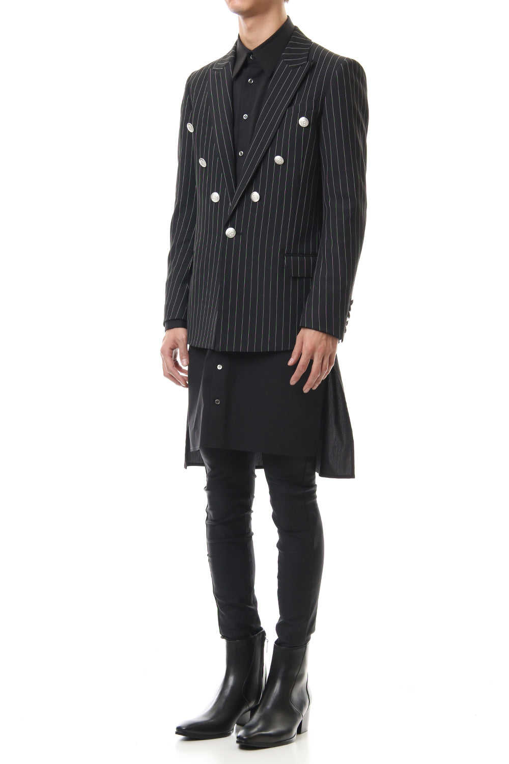 Cozmicool Pin Striped Stretch Jacket (Black × Off White)