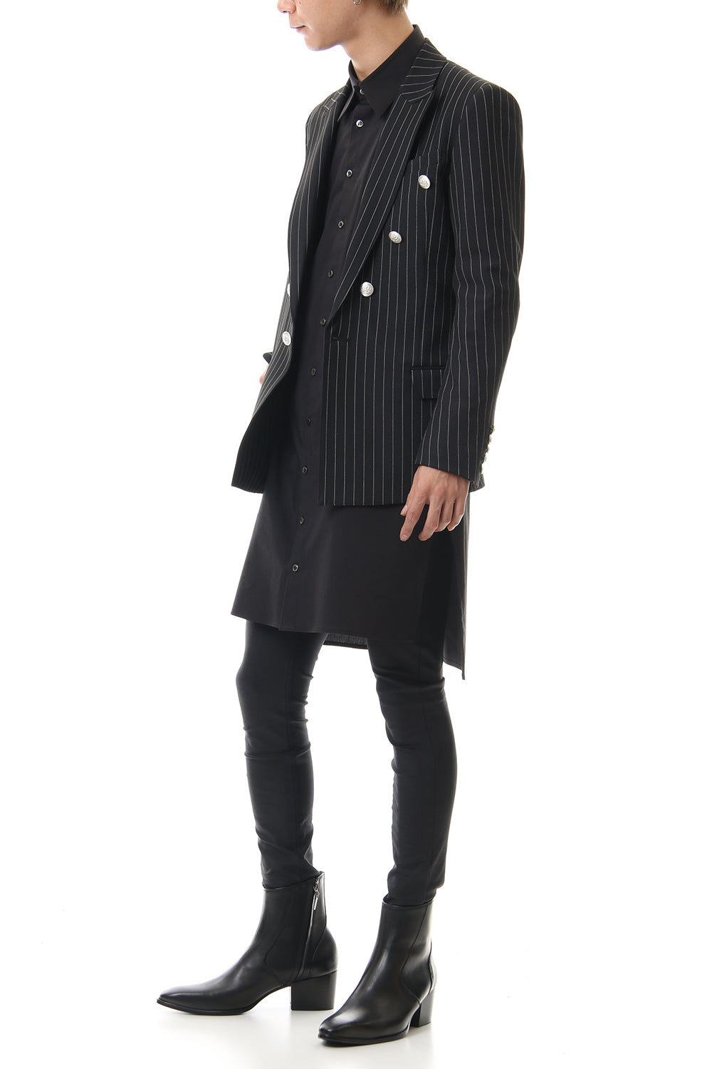 Cozmicool Pin Striped Stretch Jacket (Black × Off White)