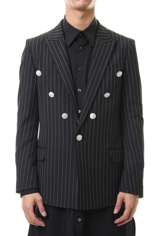 Cozmicool Pin Striped Stretch Jacket (Black × Off White)